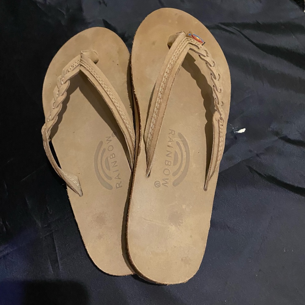 Rainbow flip flops